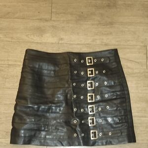 Forever 21 Black Mini Skirt with Gold Buckles